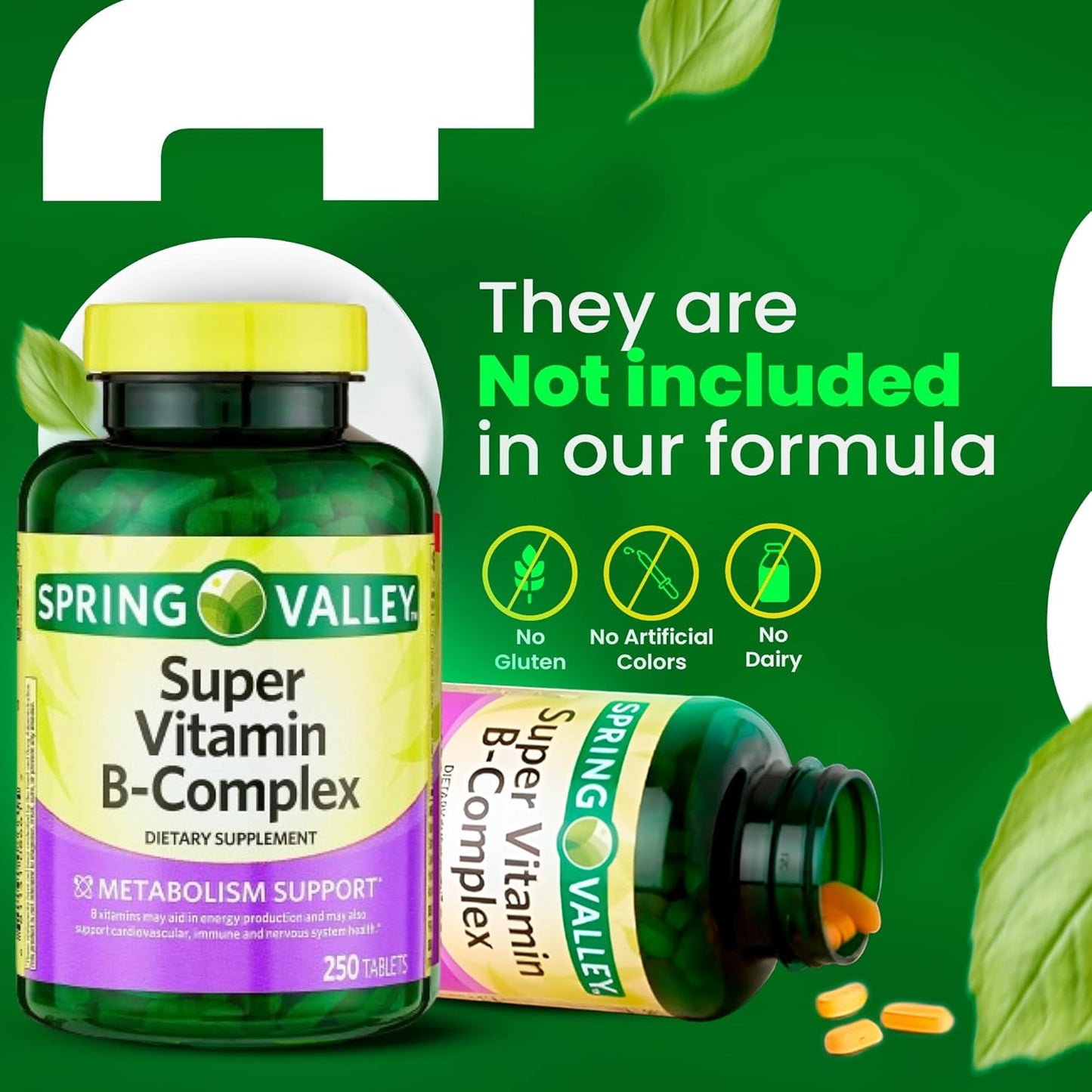 LightSpring Super Vitamin B-Complex Tablets Bundle with Dietary Supplement and Guide - 250 Tablets