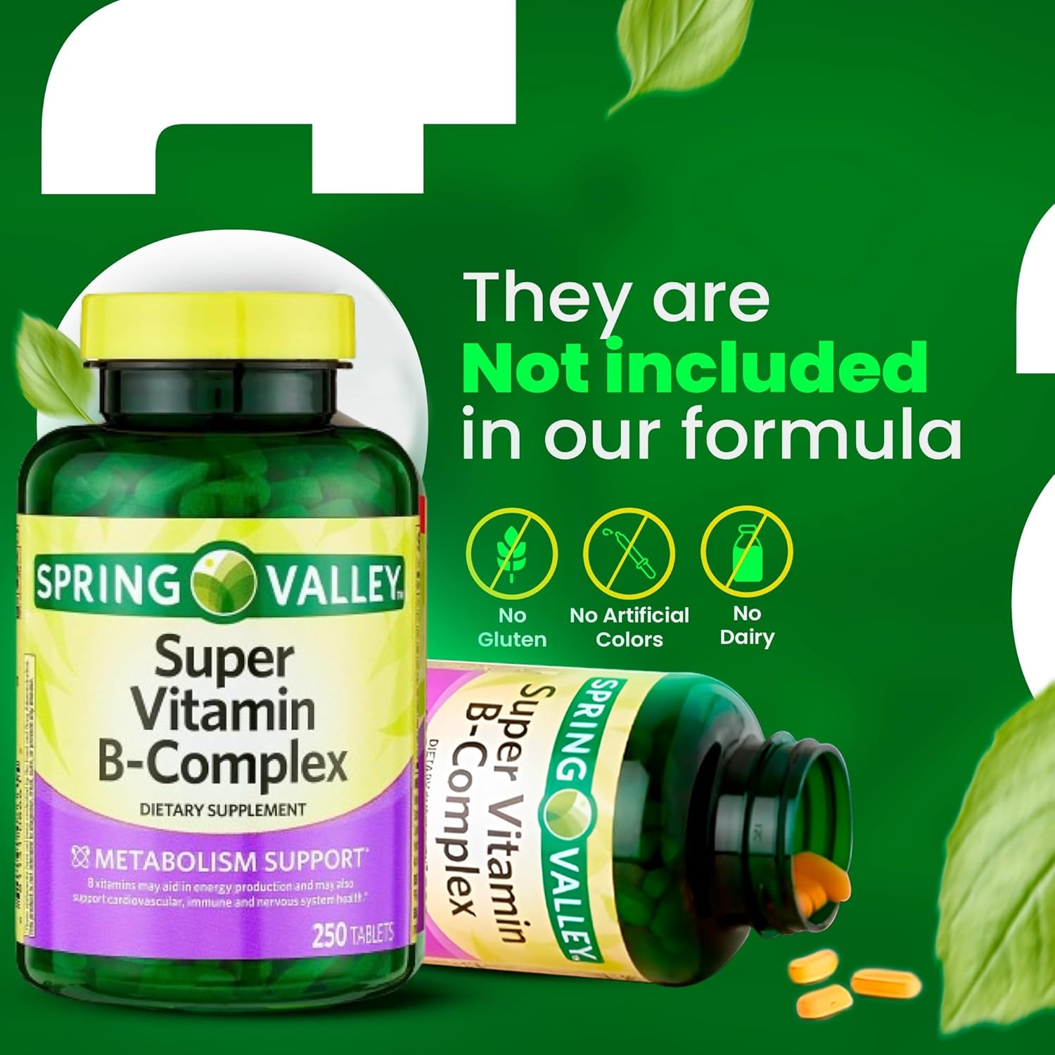 LightSpring Super Vitamin B-Complex Tablets Bundle with Dietary Supplement and Guide - 250 Tablets
