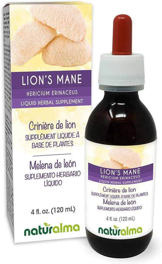 Lion's Mane Mushroom Alcohol-Free Tincture - 4 fl oz Liquid Extract Drops - Herbal Supplement Vegan Friendly