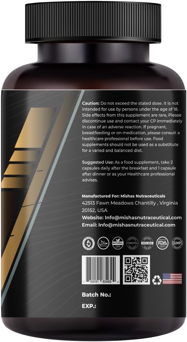 Lion's Mane Mushroom and Beta Glucans Supplement for Brain, Mood, and Immune Support - Vegan Capsules - Reduce Stress - 60 Count