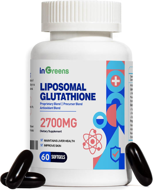 Liposomal Glutathione Supplement 2700 MG with Hyaluronic Acid & Resveratrol - Powerful Antioxidant for Healthy Aging - 60 Softgels