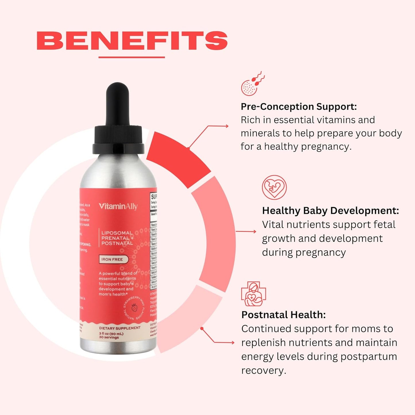 Liposomal Liquid Prenatal + Postnatal Supplement - Iron-Free, Sugar-Free, Non-GMO, Gluten-Free - Promotes Baby Development and Maternal Health During Pregnancy and Nursing