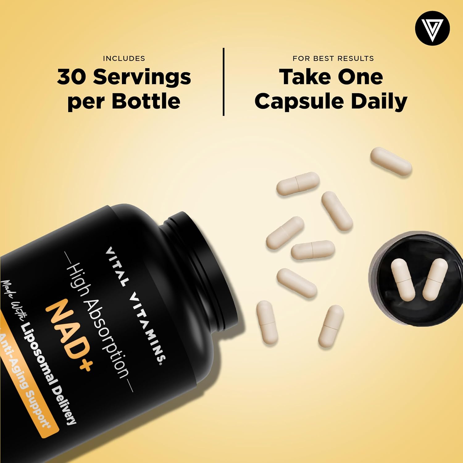 Liposomal NAD Plus Supplement 2-Pack for Anti-Aging, Energy, Focus - NAD+ Vitamins for Men & Women - Cellular Support