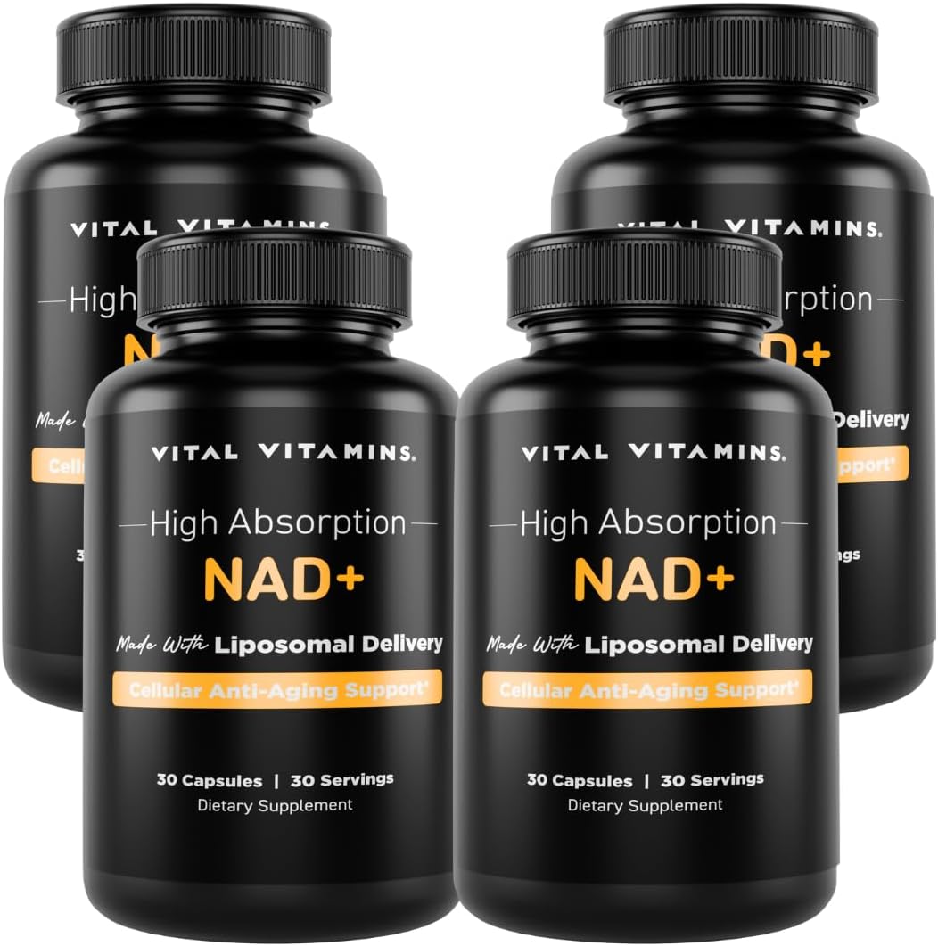 Liposomal NAD Plus Supplement (4-Pack) for Cellular Anti-Aging Support, Energy, Focus - NAD+ Vitamins for Men & Women