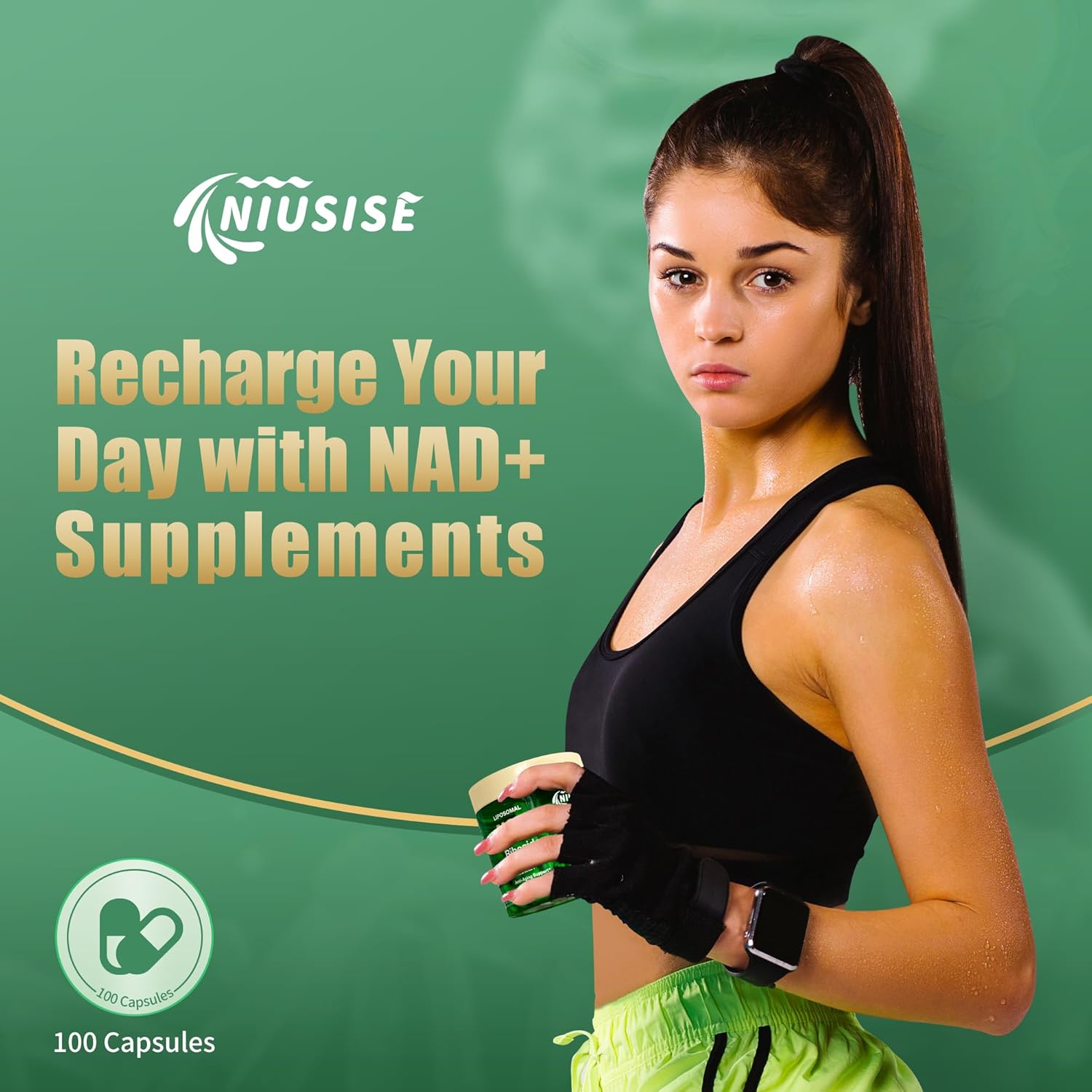 Liposomal NAD+ Supplement with Resveratrol & Quercetin for Energy - 400 Capsules, 900mg NAD Nicotinamide Riboside for Men and Women