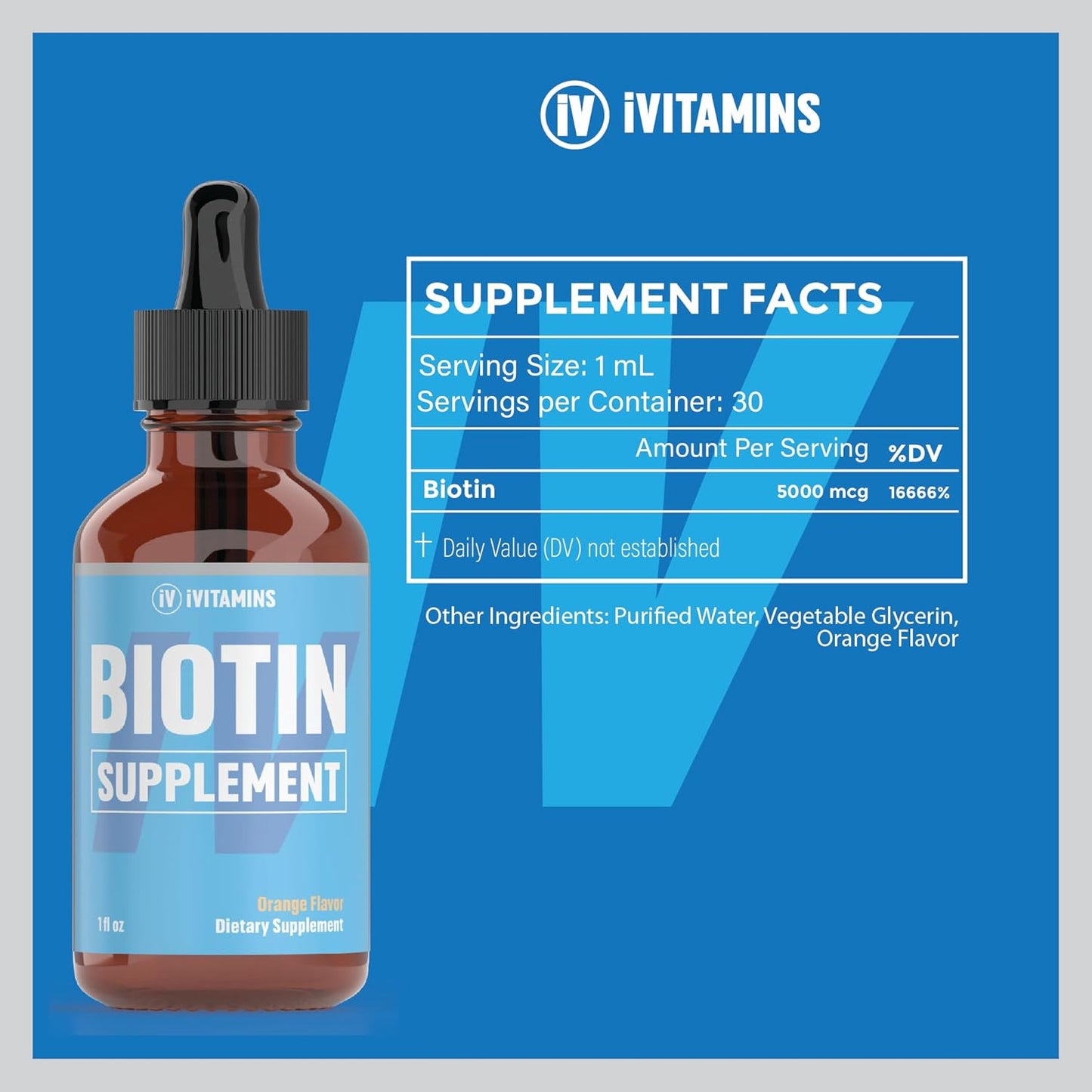 Liquid Biotin Supplement for Hair Growth - 1 fl oz Bottle