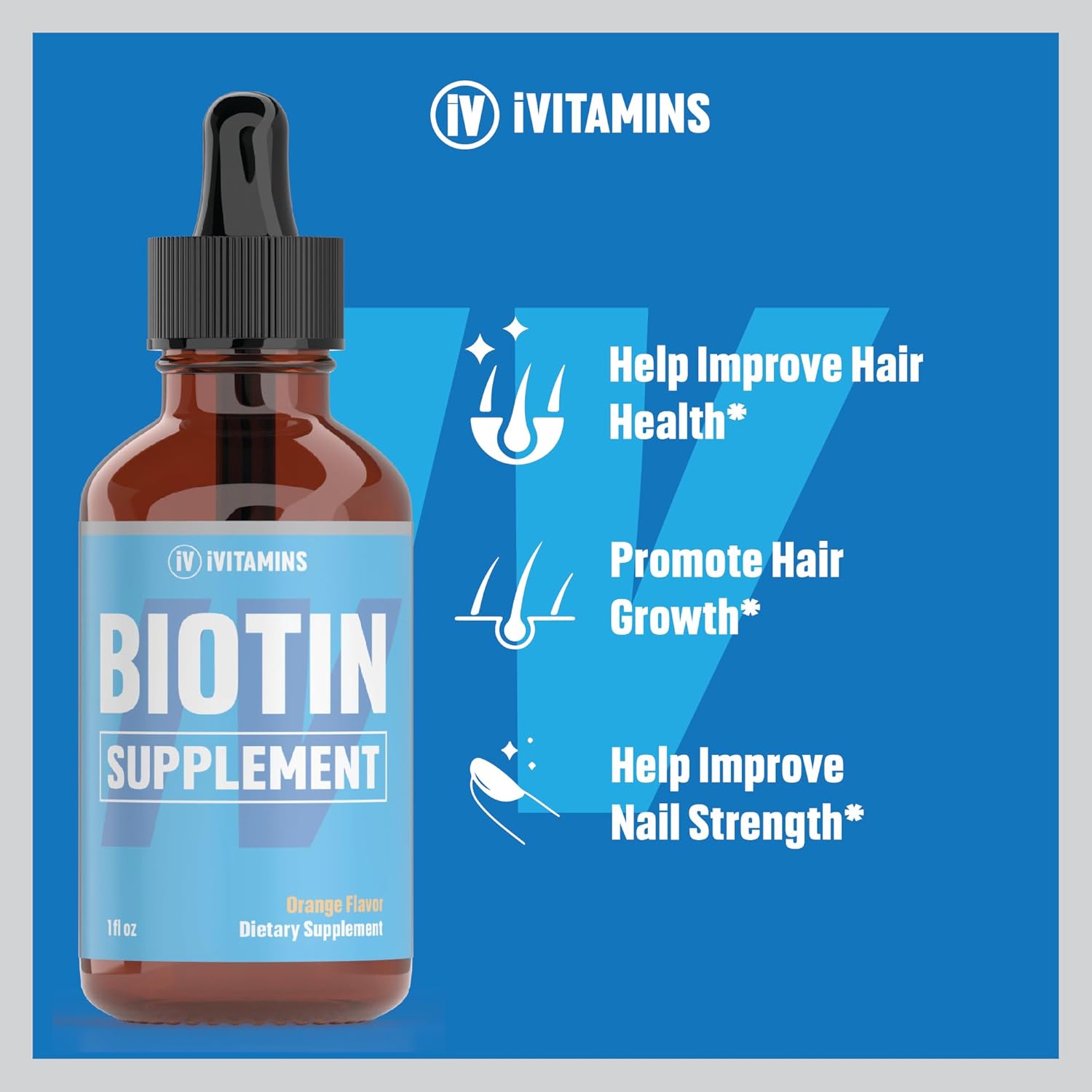 Liquid Biotin Supplement for Hair Growth - 1 fl oz Bottle
