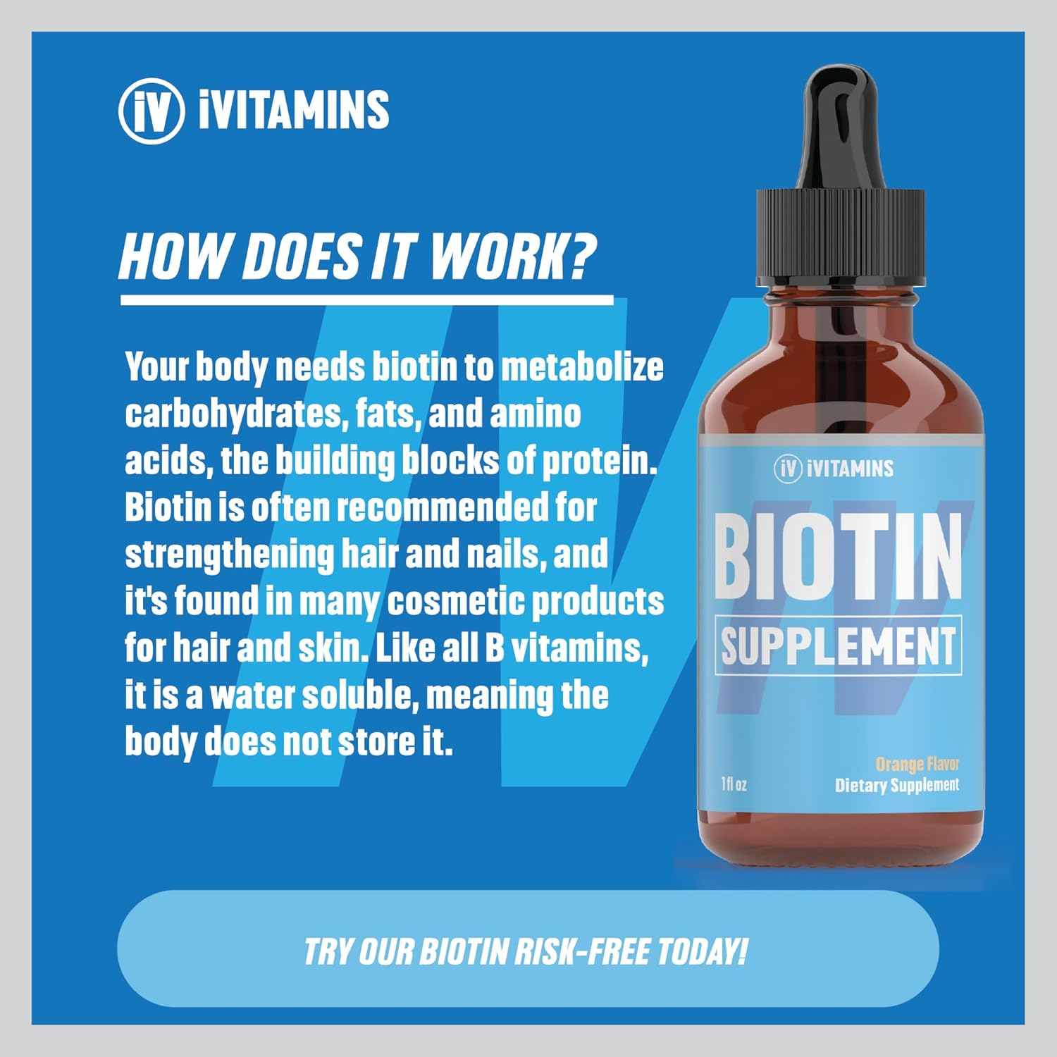 Liquid Biotin Supplement for Hair Growth - 1 fl oz Bottle