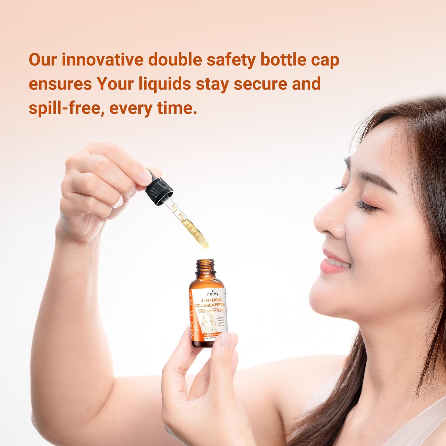 Liquid Collagen Peptides Drops for Radiant Skin, Hair, Nails, Joint Support - Raspberry Flavor - 2 fl oz