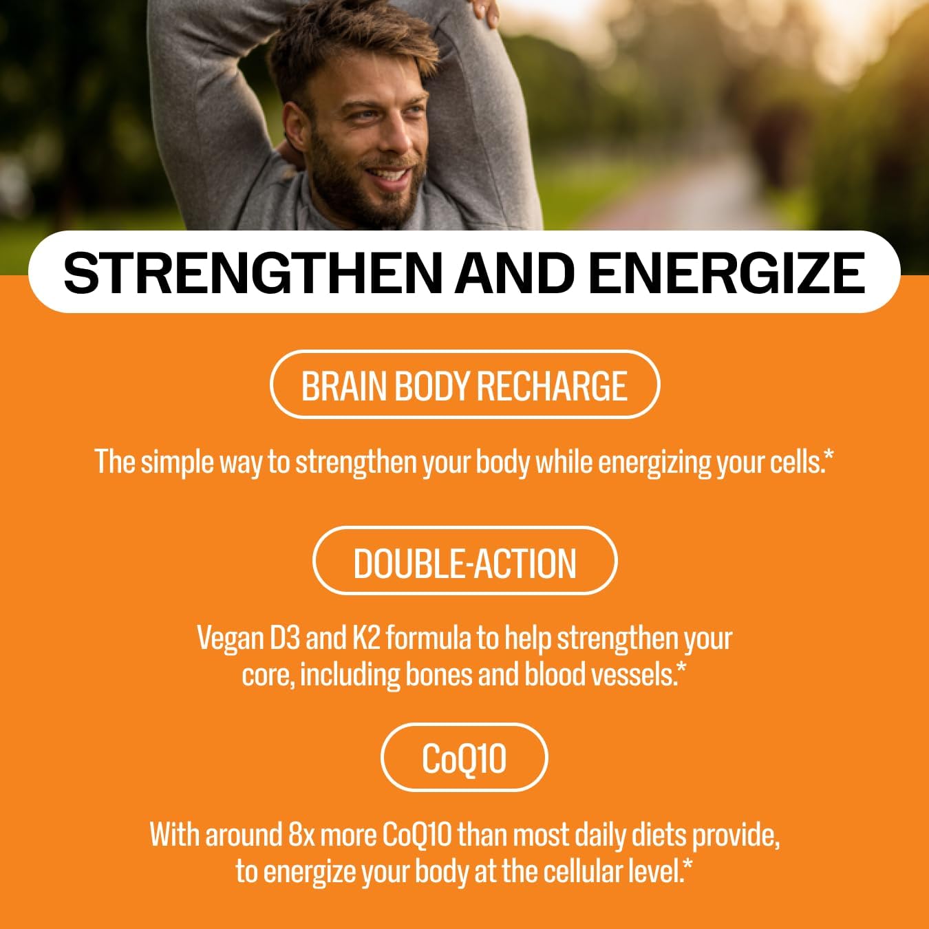 Liquid CoQ10 with Vitamin D3 & K2 for Energy Boost - Vimergy Brain Body Recharge™ - Coenzyme Q10 45mg, D3 1000IU, K2 180mcg - Supplement for Women, Men & Kids - Fights Fatigue