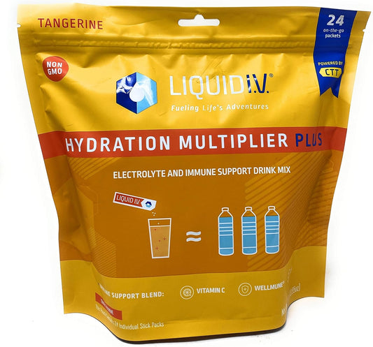 Liquid I.V. Hydration Multiplier Plus Electrolyte Powder, Tangerine Supplement Drink Mix - 24 Packets
