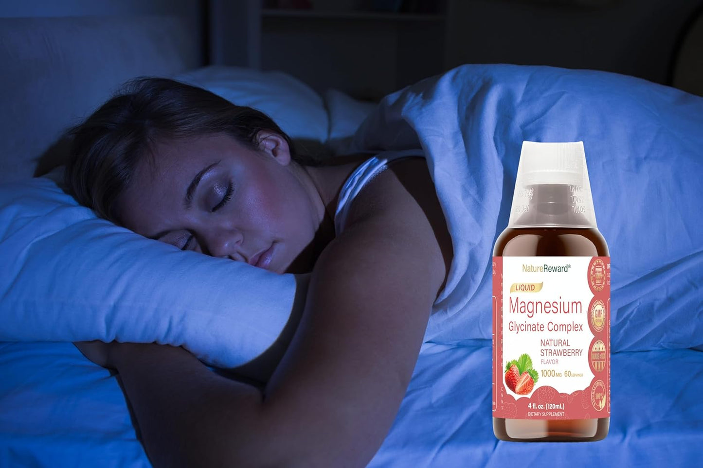 Liquid Magnesium Glycinate Supplement with Vitamin B1 & B6 - 1000mg, 60-Day Supply, Non-GMO, Strawberry Flavor - Vegetarian Formula for Adults - 4 fl oz