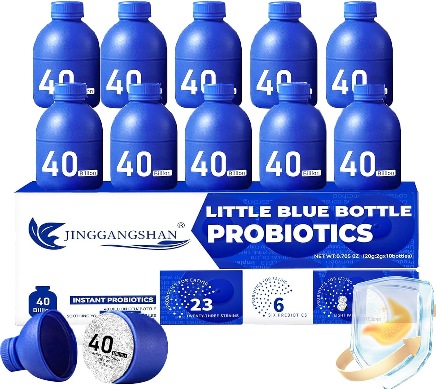 Little Blue Bottle Probiotics 40 Billion CFU - 30 Bottles, 0.7oz Each - Boosts Immune, Digestive, and Gut Health (10)