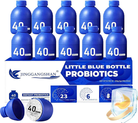 Little Blue Bottle Probiotics 40 Billion CFU - 30 Bottles, 0.7oz Each - Boosts Immune, Digestive, and Gut Health (10)