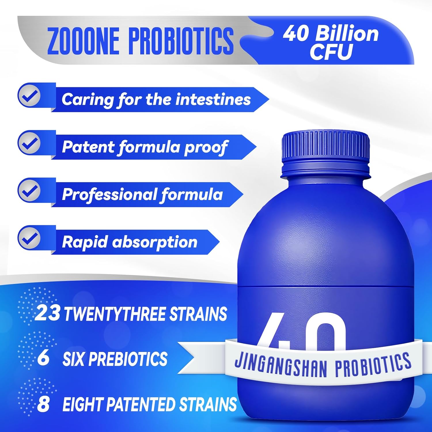 Little Blue Bottle Probiotics 40 Billion CFU - 30 Bottles, 0.7oz Each - Boosts Immune, Digestive, and Gut Health (10)