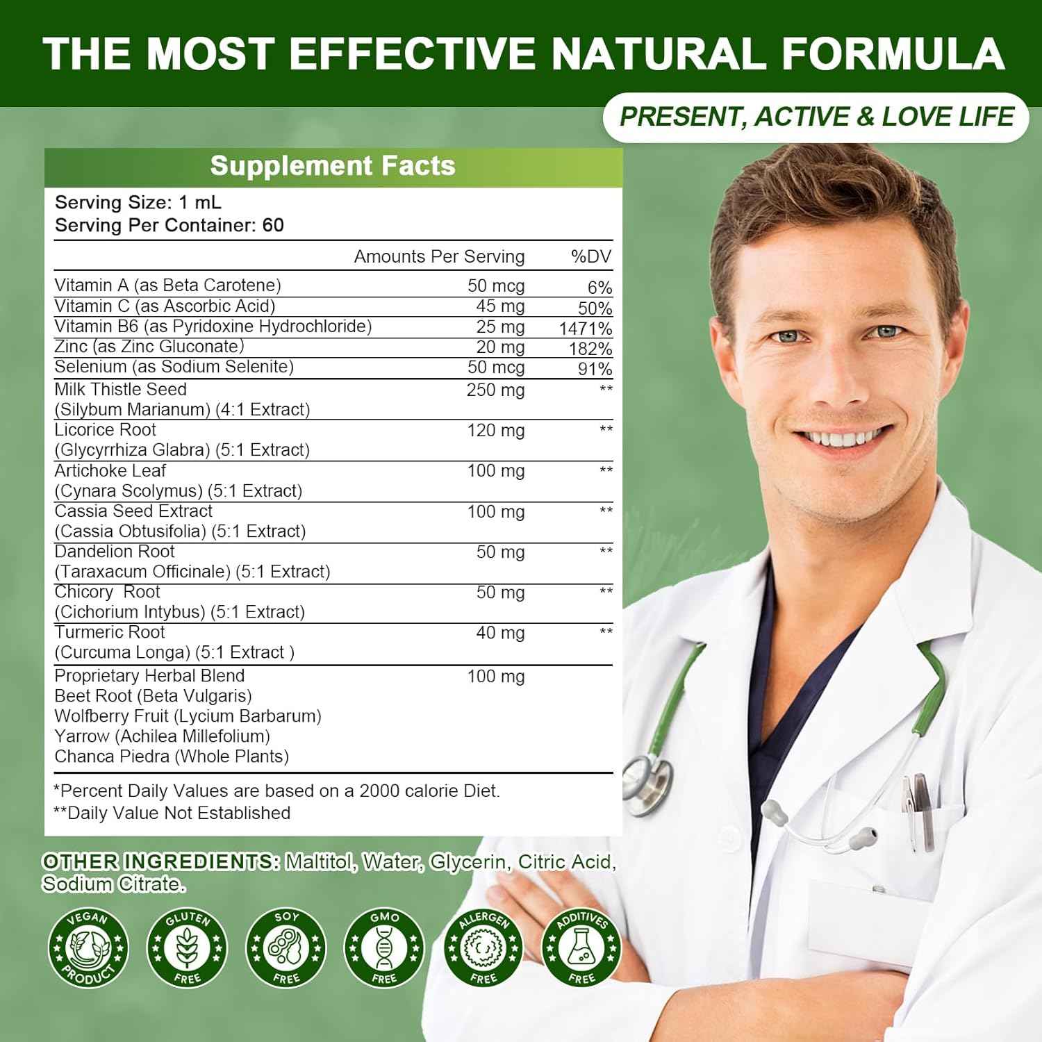 Liver Cleanse Detox & Repair Drops - Liver Supplement w/Milk Thistle Silymarin, Artichoke & Dandelion for Liver Detox & Support- 16x Potent Herb-Nutrients - 2Fl Oz Natural Flavor