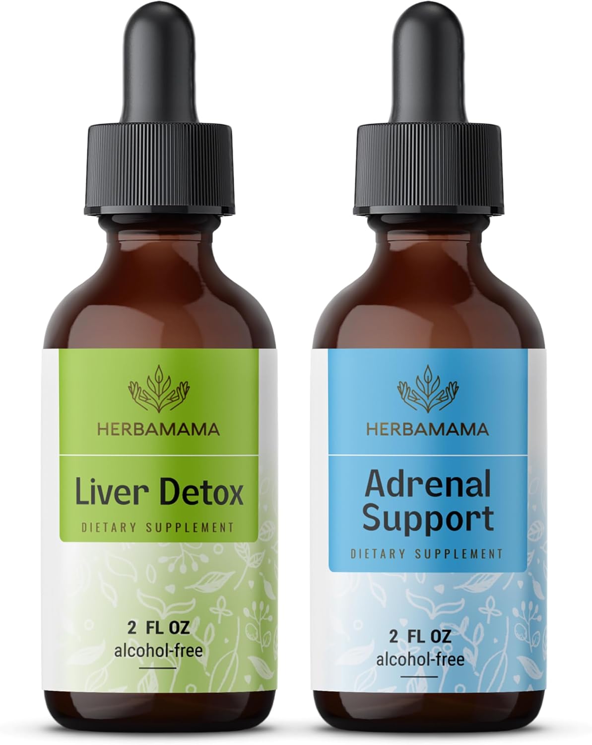 Liver Detox & Adrenal Support Herbal Liquid Drops Kit - Vegan & Non-GMO - 2 Pack