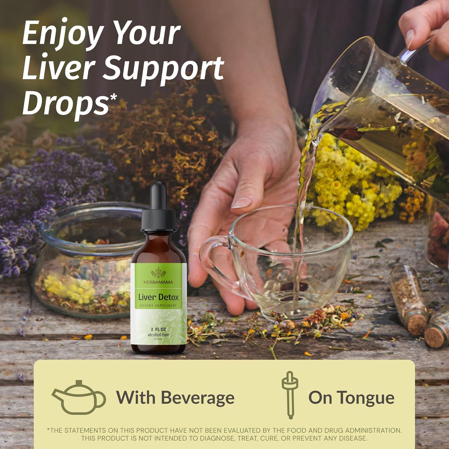 Liver Detox & Adrenal Support Herbal Liquid Drops Kit - Vegan & Non-GMO - 2 Pack