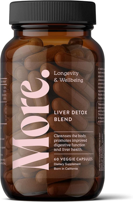 Liver Detox Blend with Antioxidants, Botanicals & Amino Acids - Supports Wellbeing & Longevity - Natural Cleanse Supplement - 60 Capsules