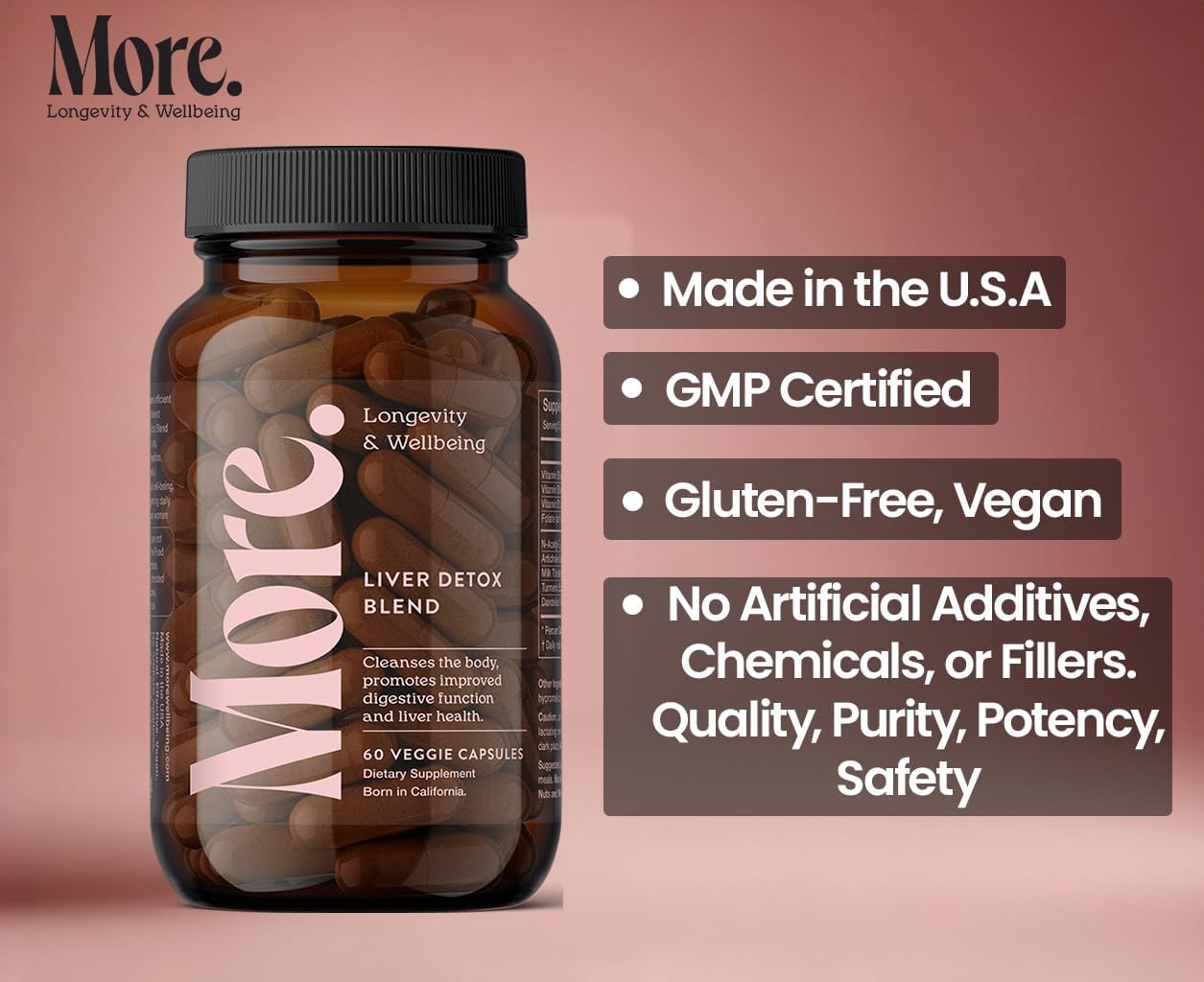 Liver Detox Blend with Antioxidants, Botanicals & Amino Acids - Supports Wellbeing & Longevity - Natural Cleanse Supplement - 60 Capsules