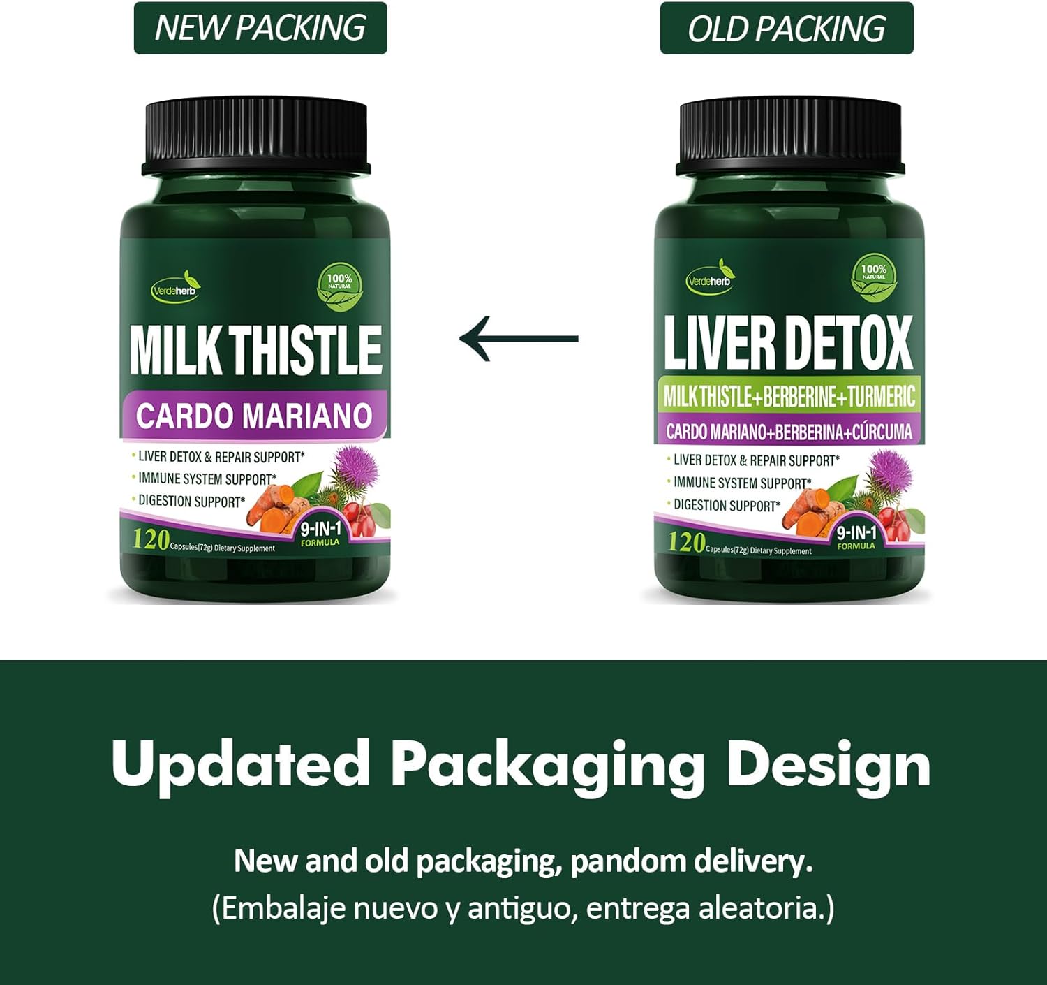 Liver Detox & Repair Herbal Complex Extract with Milk Thistle, Berberine, Turmeric for Immune System & Digestion - 240 Capsules
