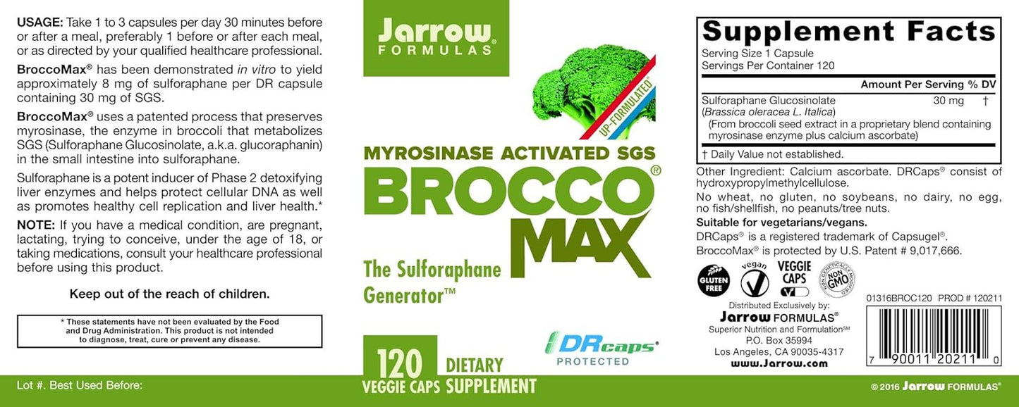 Liver Health Bundle: Jarrow Formulas BroccoMax with Sulforaphane & Life Extension N-Acetyl-L-Cysteine for Immune and Respiratory Support (120 Capsules)