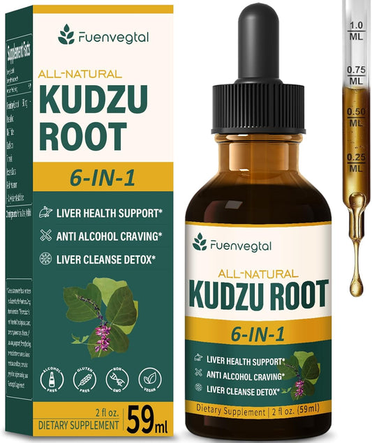 Liver Health Support: Herbal Kudzu Root Drops for Liver Cleanse Detox - 2oz Herbal Extract Blend