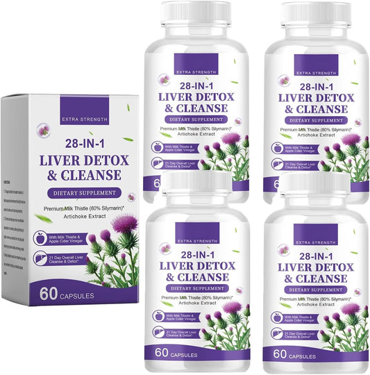 Liver Support Dietary Supplement with 80% Silymarin Flavonoids - Premium Milk Thistle Complex for Cleansing - 240 Tablets