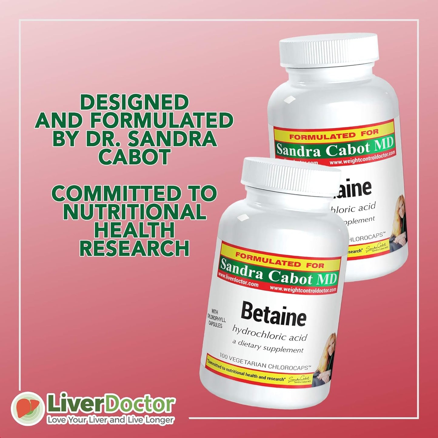 LiverDoctor Betaine HCL Supplement Capsules - Pure Betaine HCL 100 Chlorocaps for Digestive Health