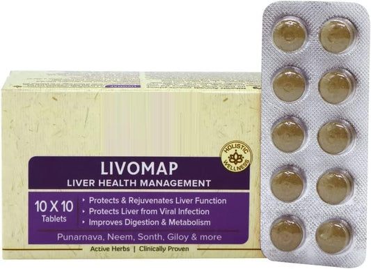 Livomap Liver Health Management Tablets - 100 Tablets - Boost Liver Function, Digestion & Metabolism