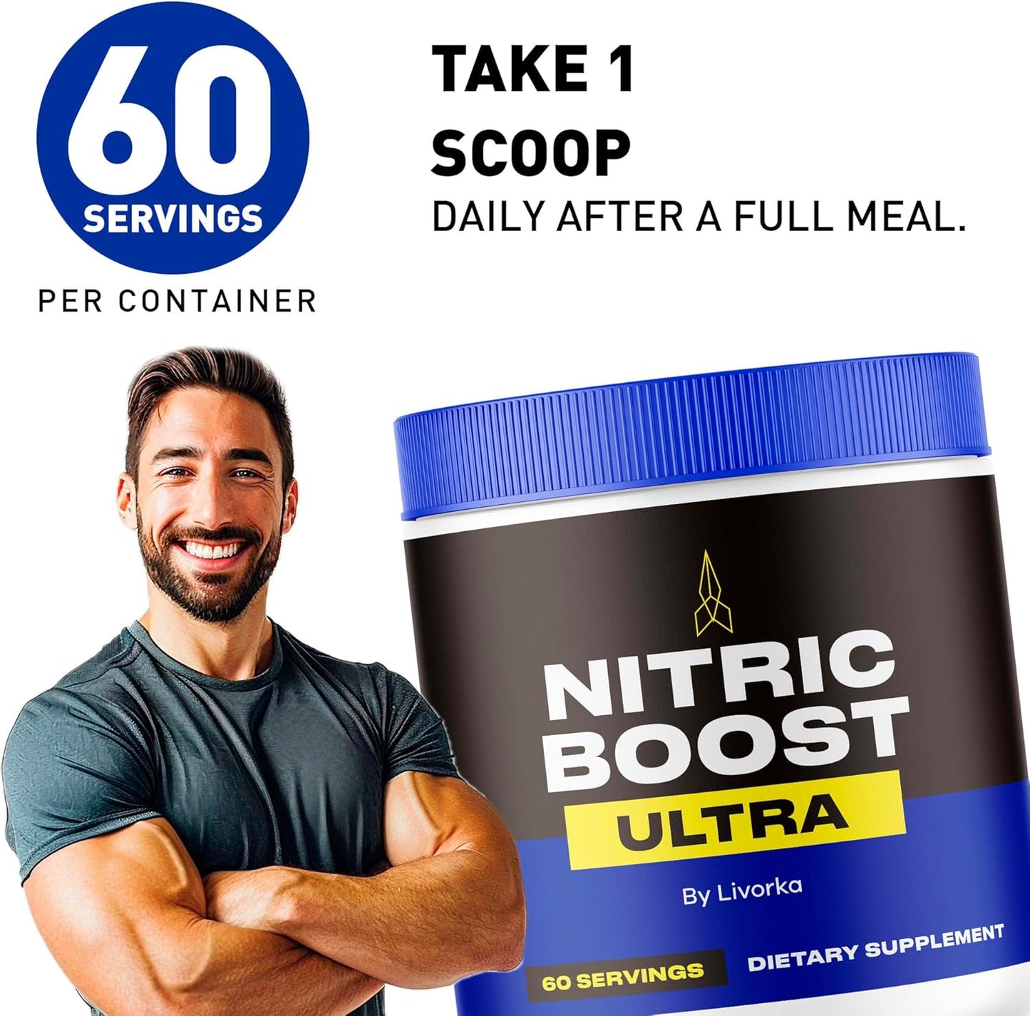 LIVORKA Nitric Boost Ultra Purple Powder - 60 Servings for Men, Nitric Oxide Booster Supplement