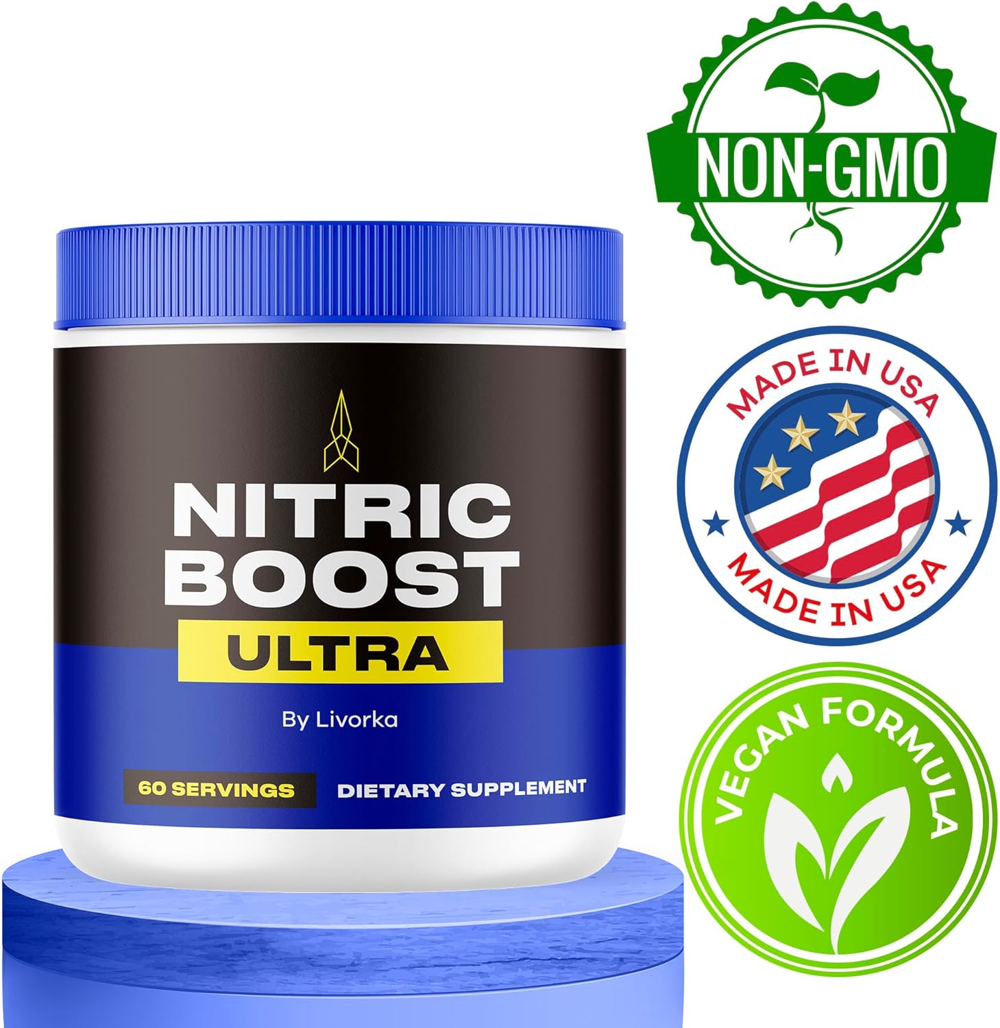 LIVORKA Nitric Boost Ultra Purple Powder - 60 Servings for Men, Nitric Oxide Booster Supplement