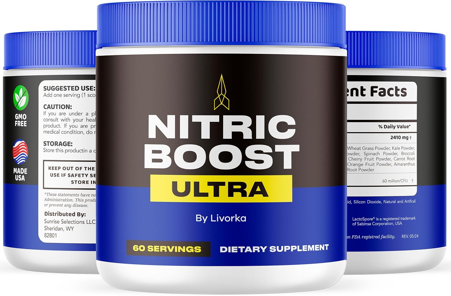 LIVORKA Nitric Boost Ultra Purple Powder - 60 Servings for Men, Nitric Oxide Booster Supplement