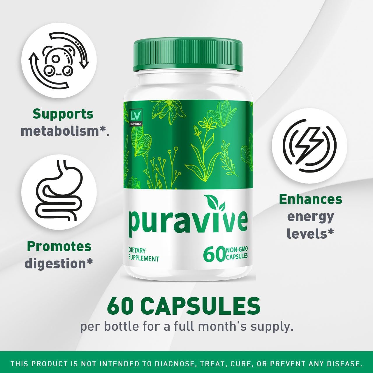 LIVORKA Puravive Exotic Rice Supplement Capsules - 60 Pills for 1 Month Supply - Reviews & Support