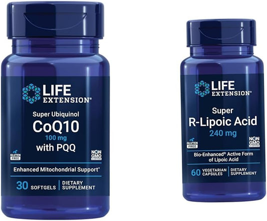 Longevity Supplement for Heart Health & Oxidative Stress Defense - Life Extension Super Ubiquinol CoQ10 with PQQ, CoQ10, PQQ, Shilajit, and Super R-Lipoic Acid