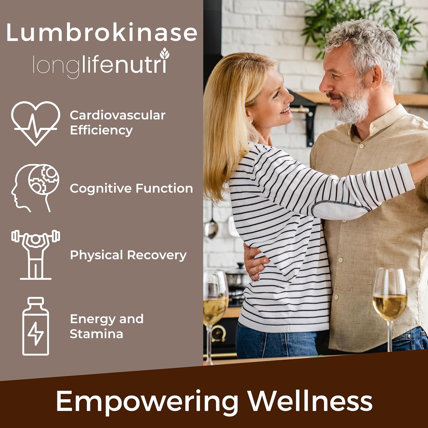 LongLifeNutri Lumbrokinase 100mg - 120 Vegetarian Capsules, 2-Month Supply, Circulatory Health Support Supplement, 2,000,000 Units, USA-Made
