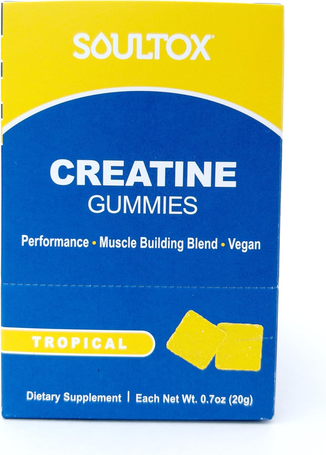 Lucky Soul Soultox Creatine Gummy Packs - Tropical Flavor - Vegan Formula with Creatine Monohydrate for Muscle Growth - 10 Pack