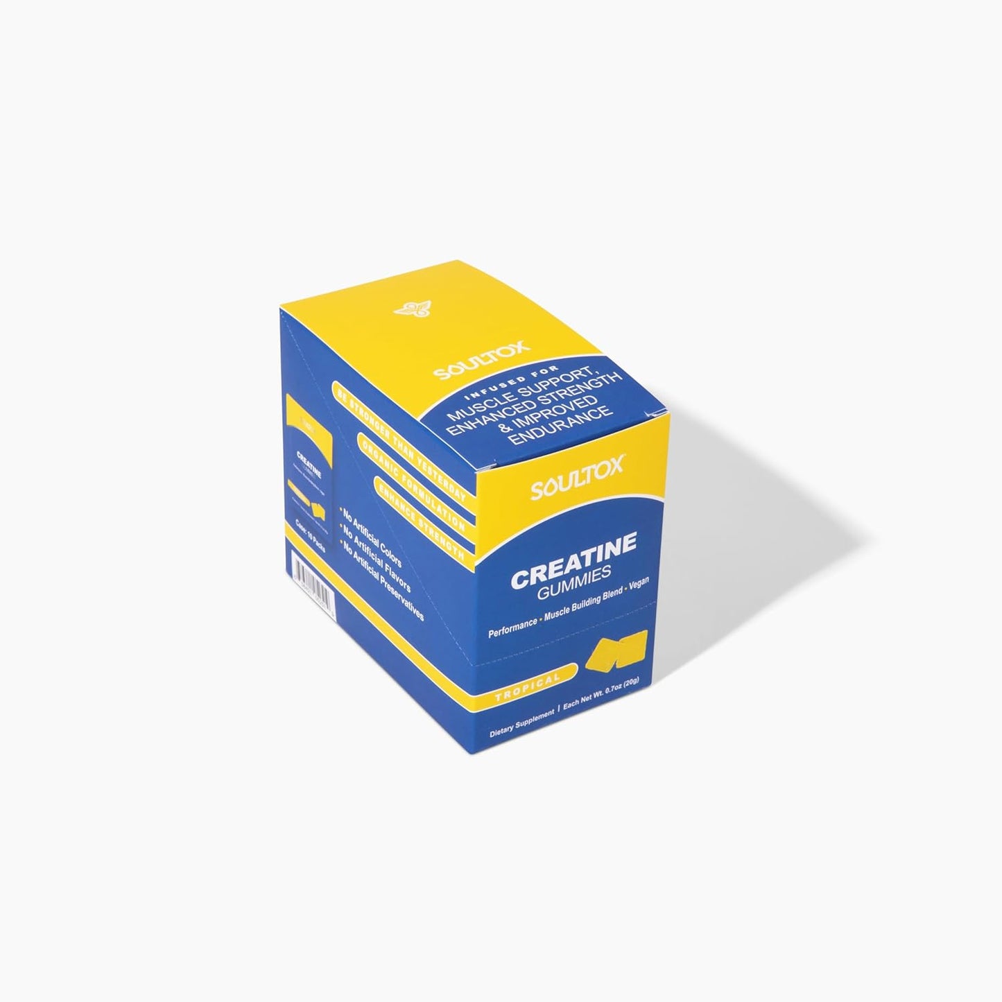 Lucky Soul Soultox Creatine Gummy Packs - Tropical Flavor - Vegan Formula with Creatine Monohydrate for Muscle Growth - 10 Pack