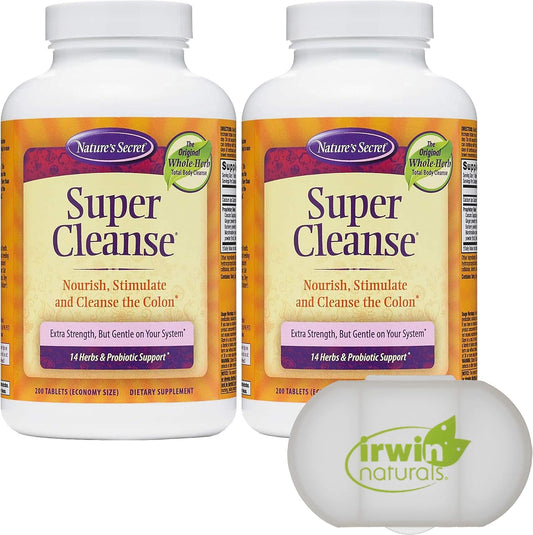 Lumintrail Super Cleanse Extra Strength Toxin Detox & Gentle Elimination Total Body Cleanse - Digestive & Colon Health Support - 400 Tablets & Pill Case