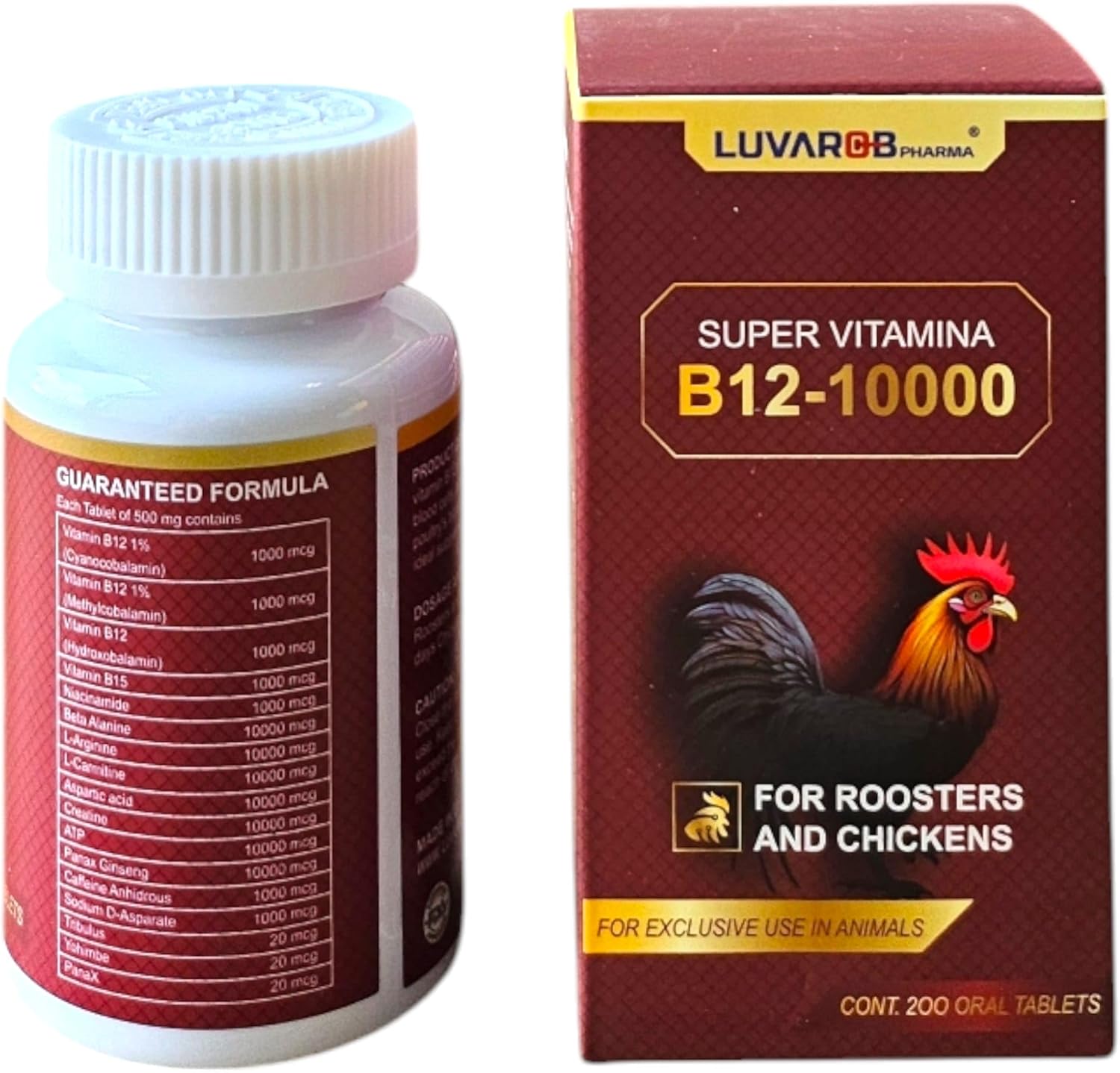 LUVAROBpharma B-12 Tablets for Birds and Roosters - 200 Count