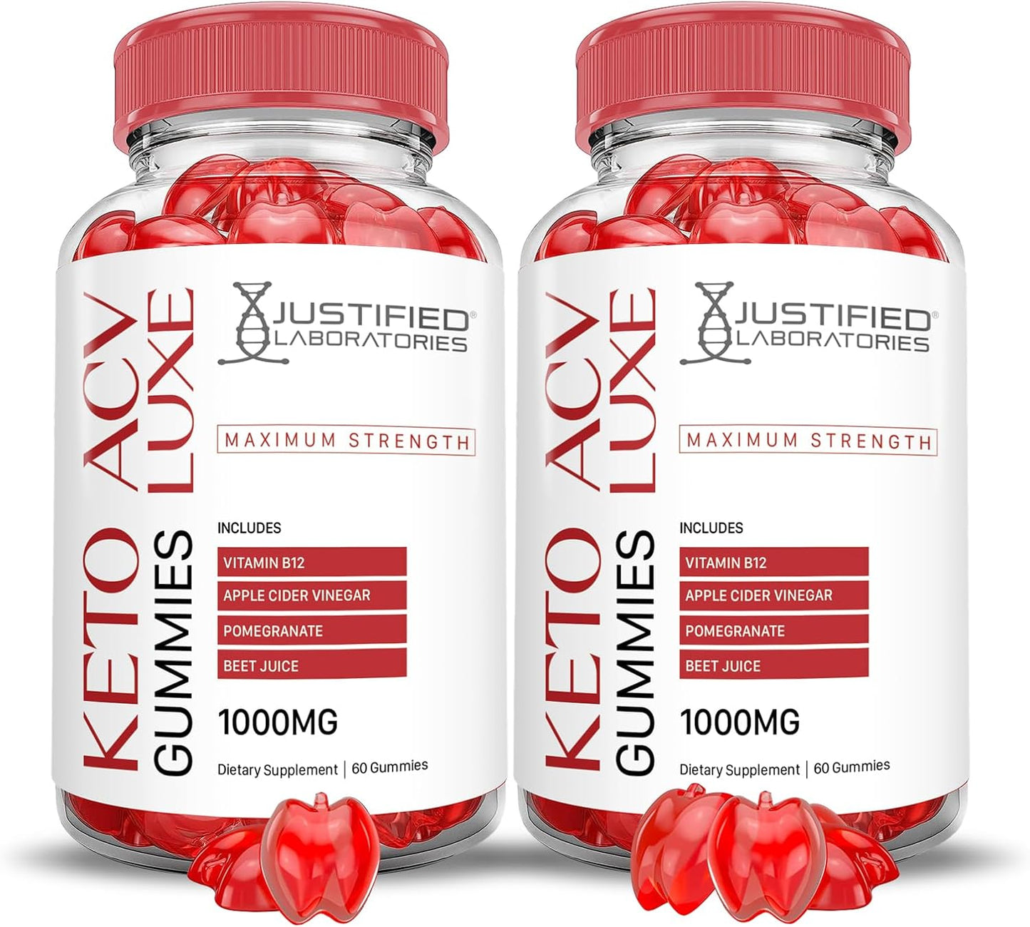 Luxe Keto ACV Gummies (2 Pack) Advanced Formula 1000MG with Pomegranate Beet Juice - Vegan Non GMO 120 Gummys