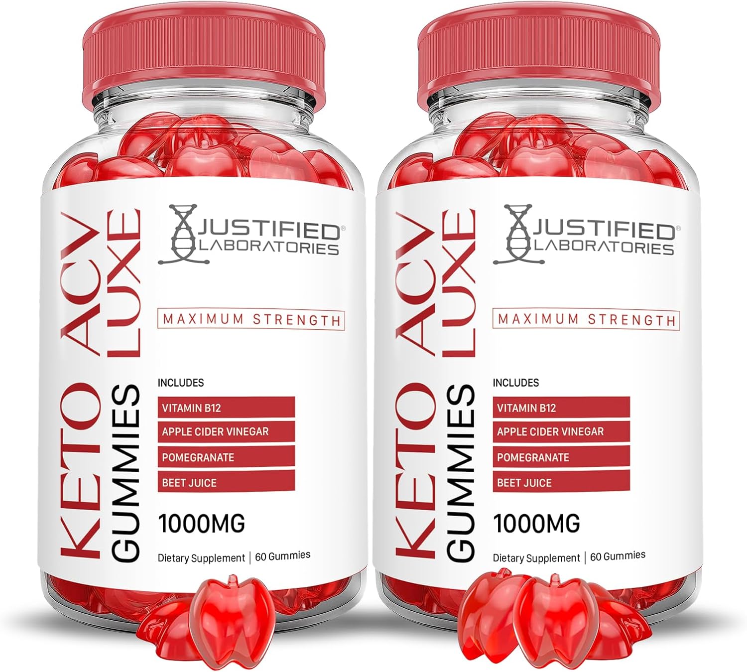 Luxe Keto ACV Gummies (2 Pack) Advanced Formula 1000MG with Pomegranate Beet Juice - Vegan Non GMO 120 Gummys