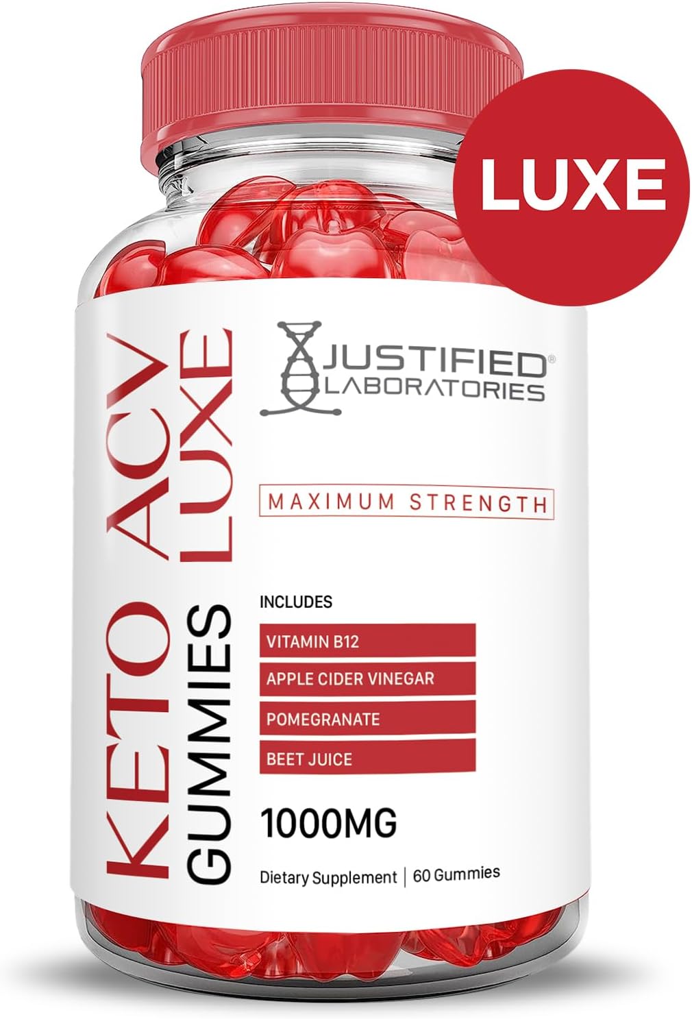 Luxe Keto ACV Gummies (2 Pack) Advanced Formula 1000MG with Pomegranate Beet Juice - Vegan Non GMO 120 Gummys