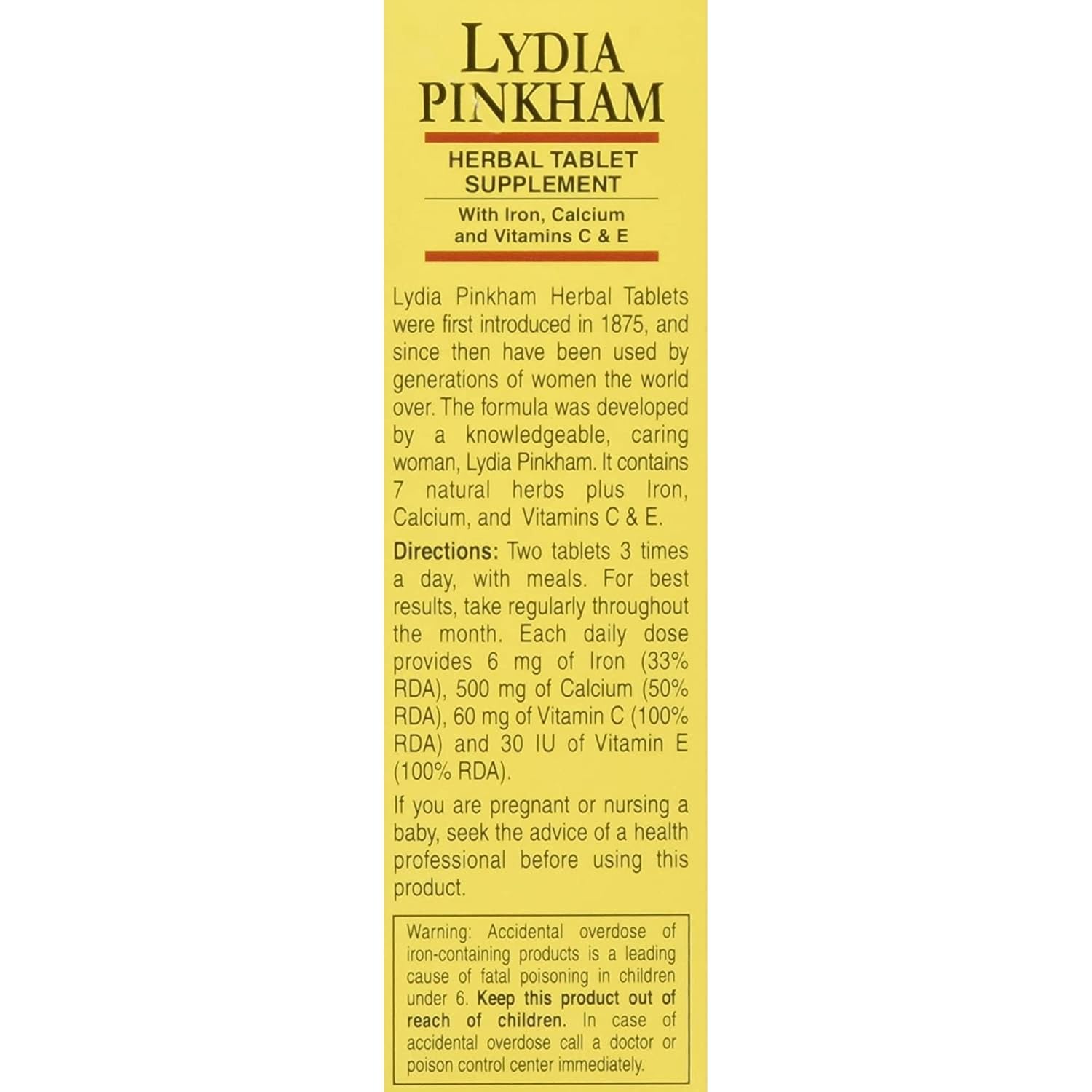 Lydia Pinkham Tablets - 72 Count Bottle for Women's Health