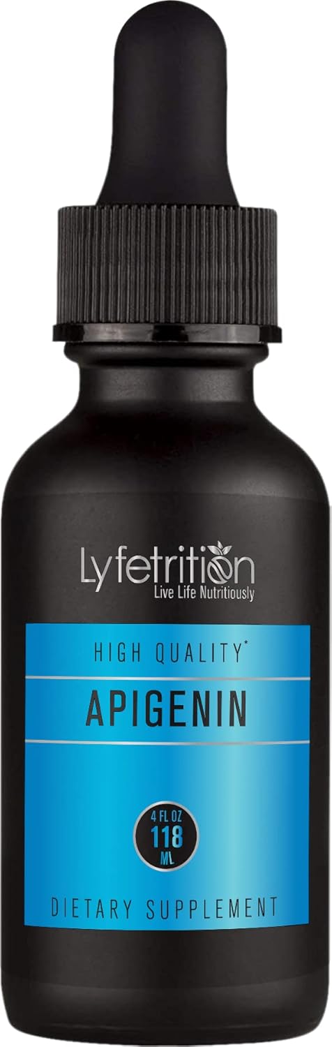 Lyfetrition Apigenin Liquid Supplement 70mg - 4 Oz Bottle, 220 Servings - Made in USA, Quick Absorption, Quality Ingredients - Non-GMO & Cruelty-Free