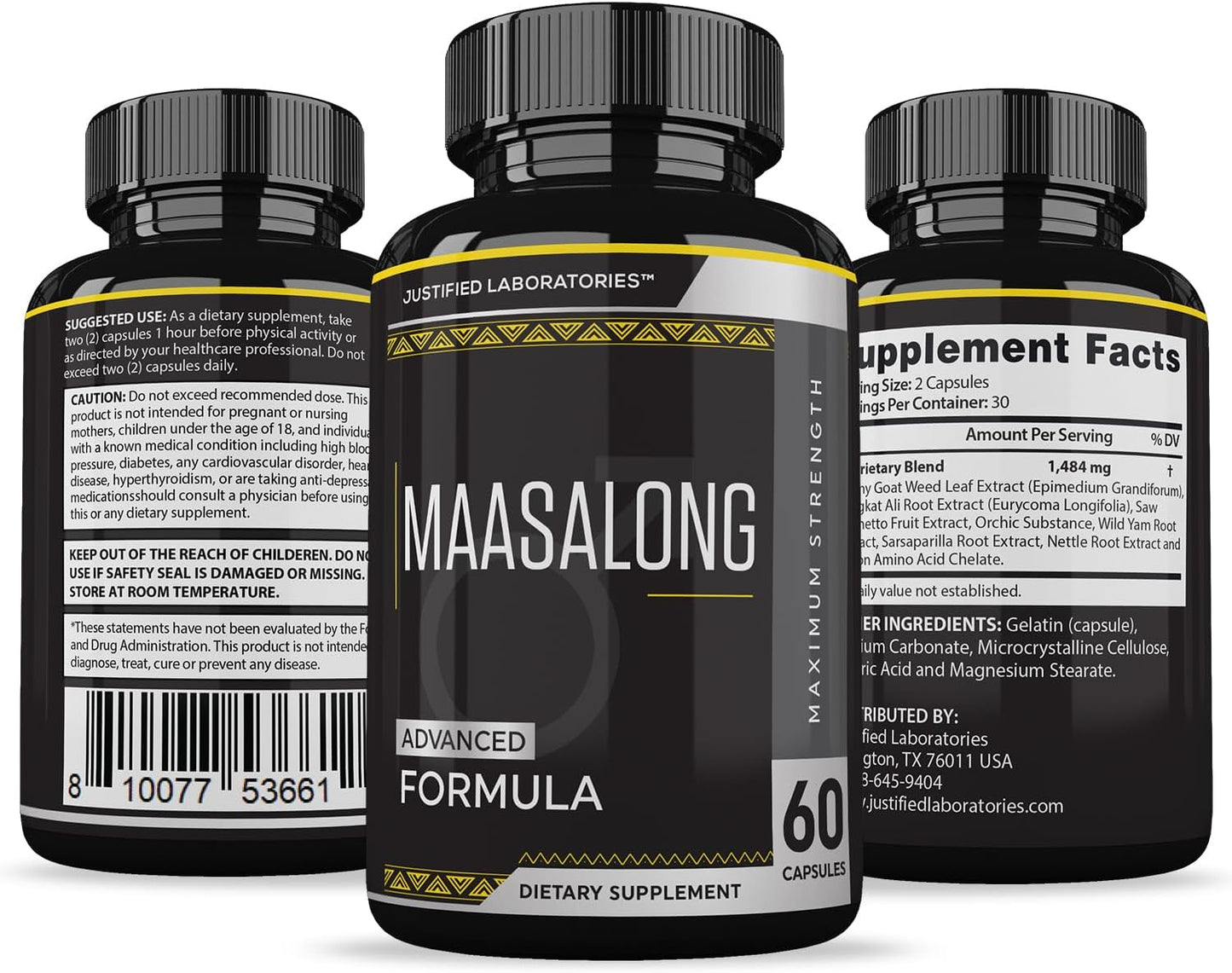Maasalong Advanced Men's Health Formula 120 Capsules (2 Pack) by Justified Laboratories