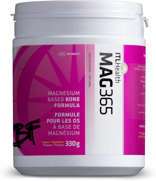 MAG365 ITL Health BF Bone Support - Ionic Magnesium Citrate with Vitamins and Minerals, Natural Powder, 330g