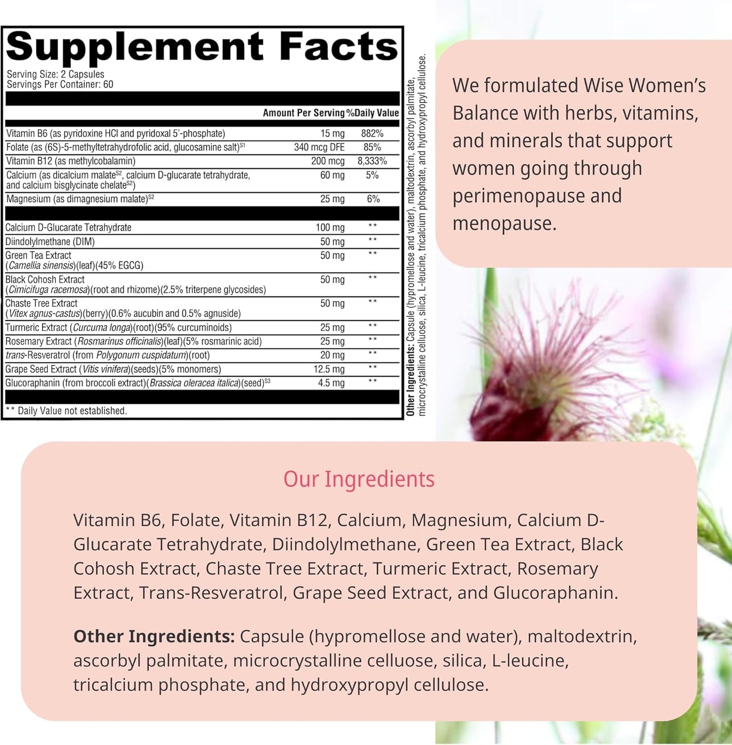 Magdalena's Wellena Wise Women’s Balance | Herbal, Vitamin, and Mineral Blend for Hormonal Balance in Menopause | 120 Capsules