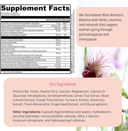 Magdalena's Wellena Wise Women’s Balance | Herbal, Vitamin, and Mineral Blend for Hormonal Balance in Menopause | 120 Capsules