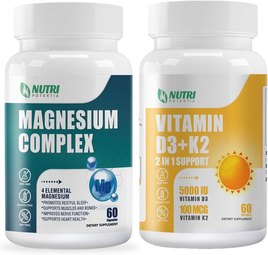 Magnesium Breakthrough Complex Supplement with Vitamin D3 K2 and MCT Oil Softgels - Bone, Heart, Muscle, Nervous System Support | Non-GMO